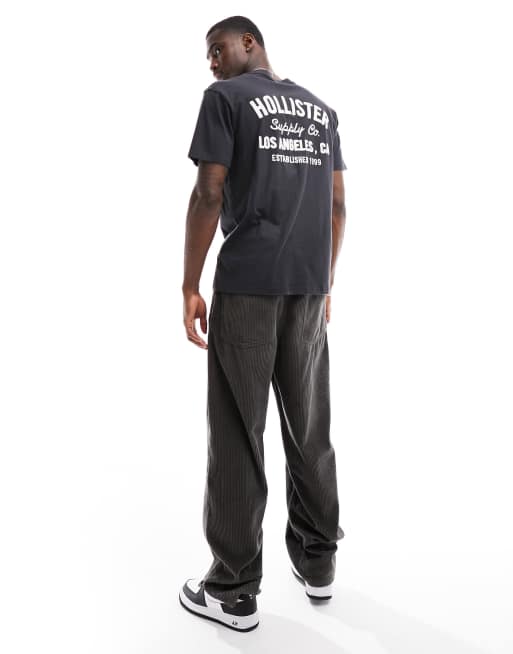 Hollister embroidered back print t-shirt in black