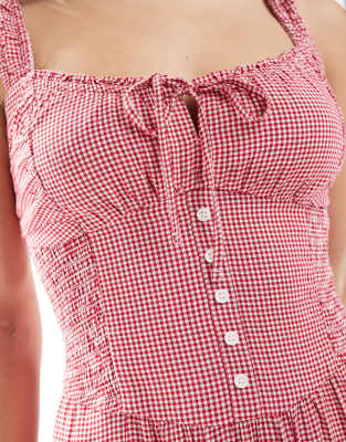 Hollister Embroidered Eyelet Detail Shirred Bust Maxi Dress With Thigh Split In White