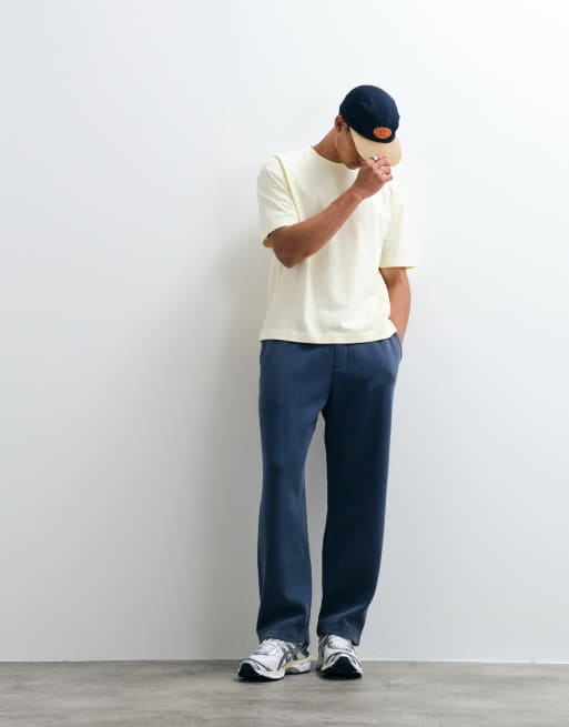 Hollister essential logga joggers med öppen mudd i tvättad blå