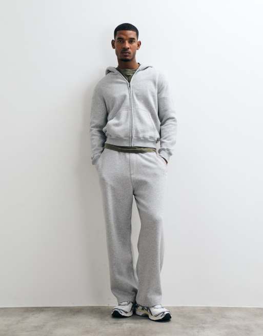 Hollister essential logo boxy fit hoodie in light grey, 2 of 5
