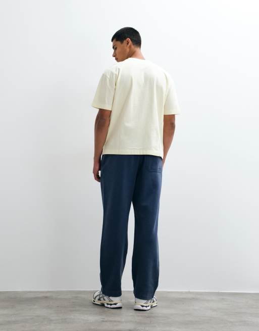 Hollister essential logo open cuff trackies in washed blue, 2 of 5