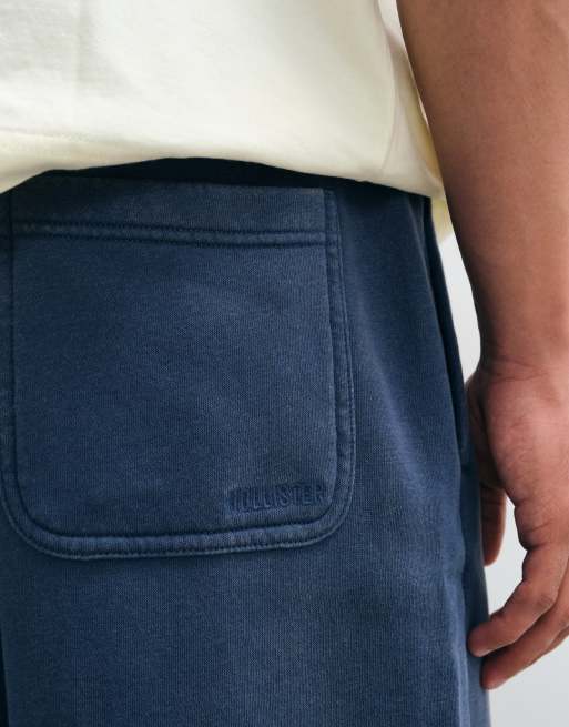 Hollister essential logo open cuff trackies in washed blue, 5 of 5