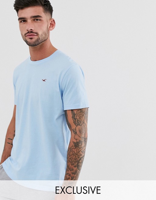 Hollister exclusive to Asos icon logo t-shirt in light blue