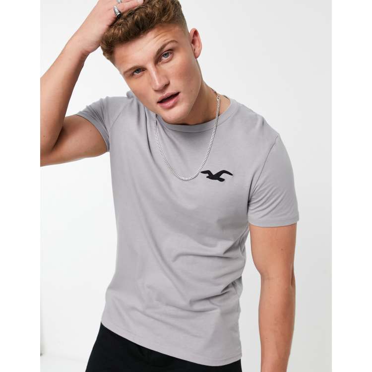 Abercrombie & Fitch Small-Scale Back Logo T-Shirt in Heather Gray