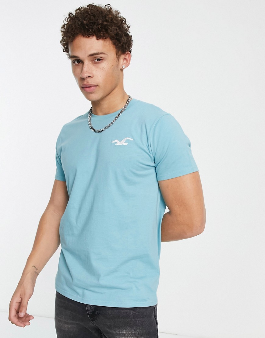 Hollister exploded icon logo T-shirt in light blue