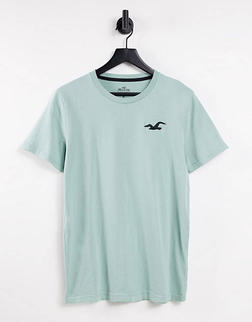 Hollister exploded icon logo t-shirt in sage green