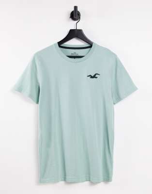 Hollister exploded icon logo t-shirt in sage green