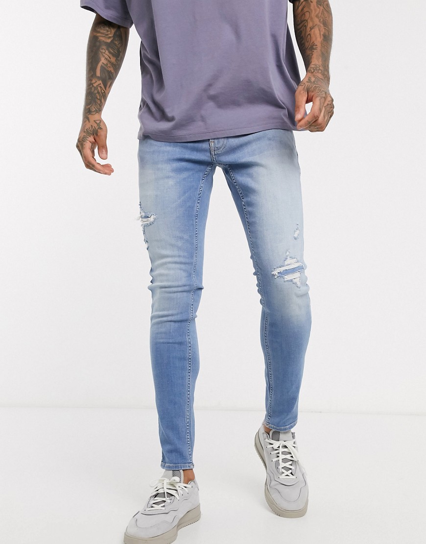 Hollister – Extreme superskinny jeans i ljus tvätt-Blå