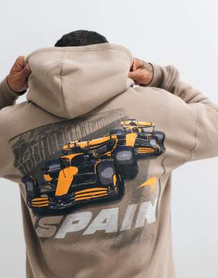 Hollister F1 Graphic Boxy Fit Hoodie In Brown