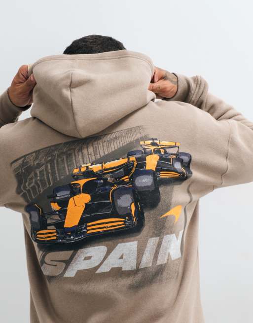 Hollister F1 graphic boxy fit hættetrøje i brun