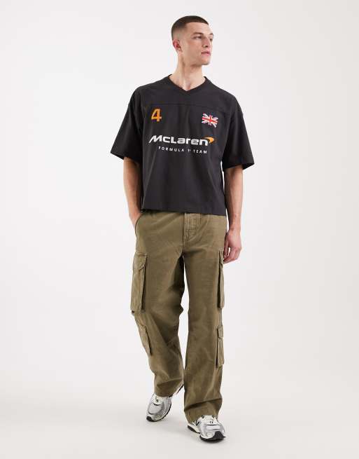 Hollister F1 heavyweight boxy soccer style t-shirt in black