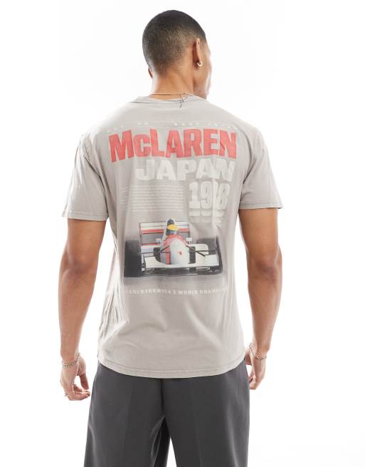 Hollister F1 Japan motif back detail tshirt in gray
