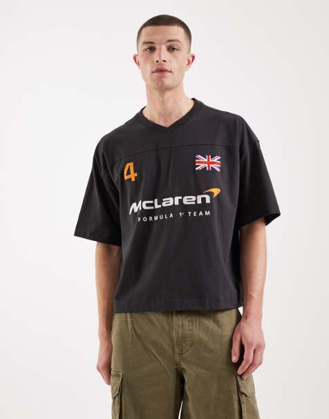 Hollister - F1 T-shirt épais style football coupe carrée - Noir - view 1