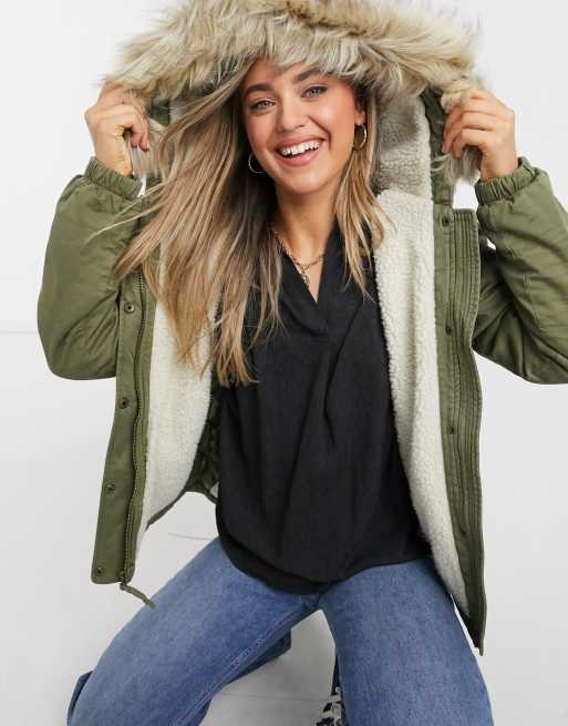 Hollister fur hood jacket online