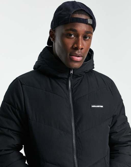 Hollister All Weather Hooded Jacket Borg Lined In Anthracite