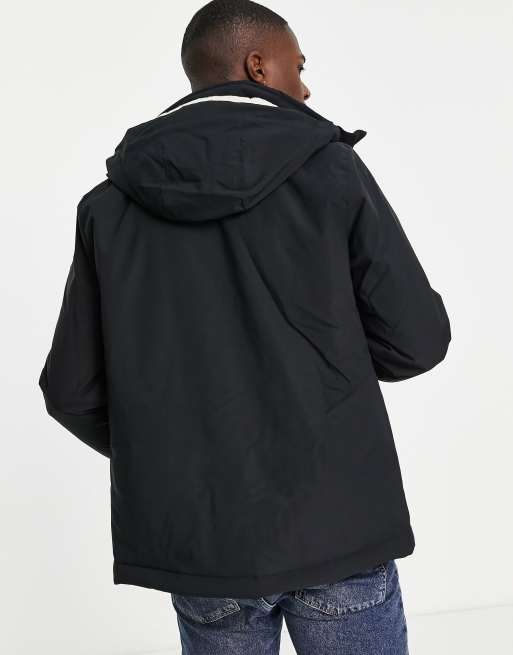 Hollister faux fur lined hooded parka jacket in black, 2 of 4
