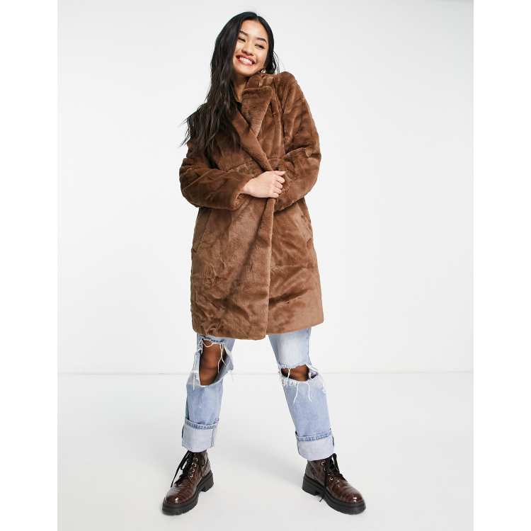 Hollister oversized faux fur coat online