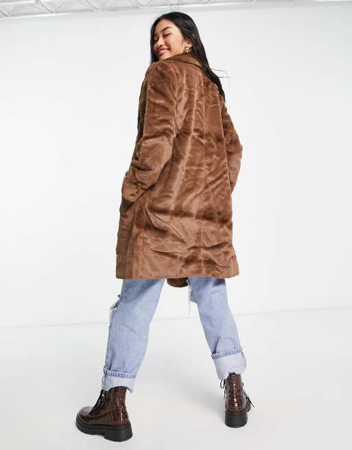 teddy faux fur long coat