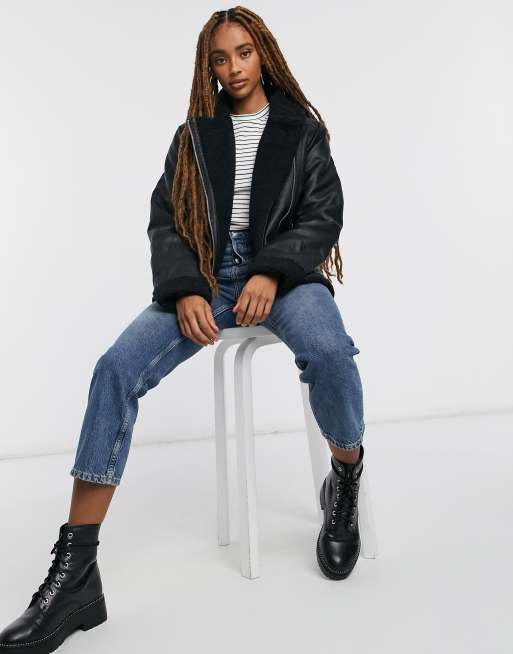 Hollister faux leather jacket discount