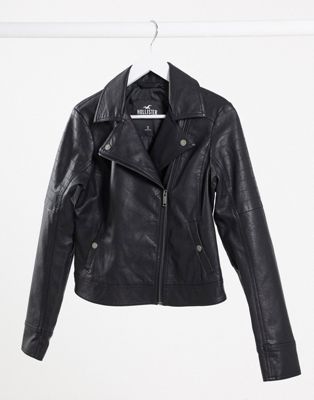Hollister faux leather biker jacket in 