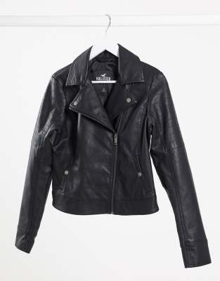 Hollister faux leather biker jacket in 