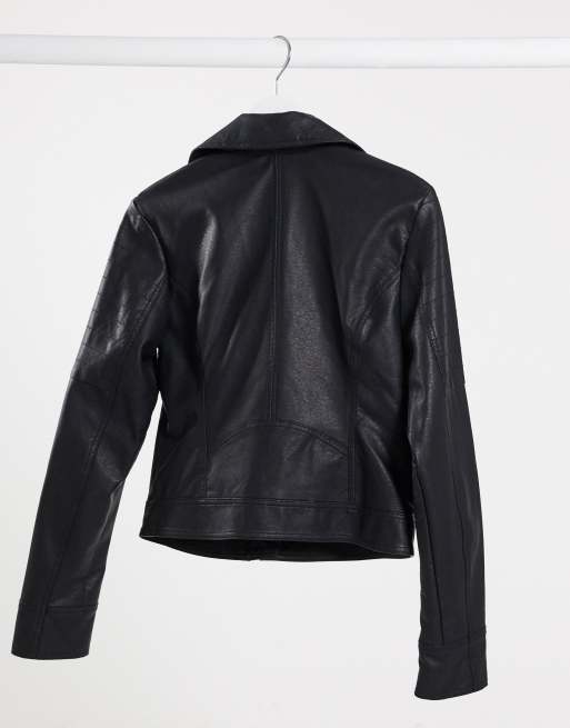 Hollister leather jacket with hood on sale
