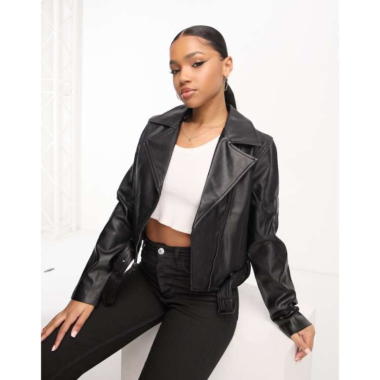Hollister leather jacket with hood sale