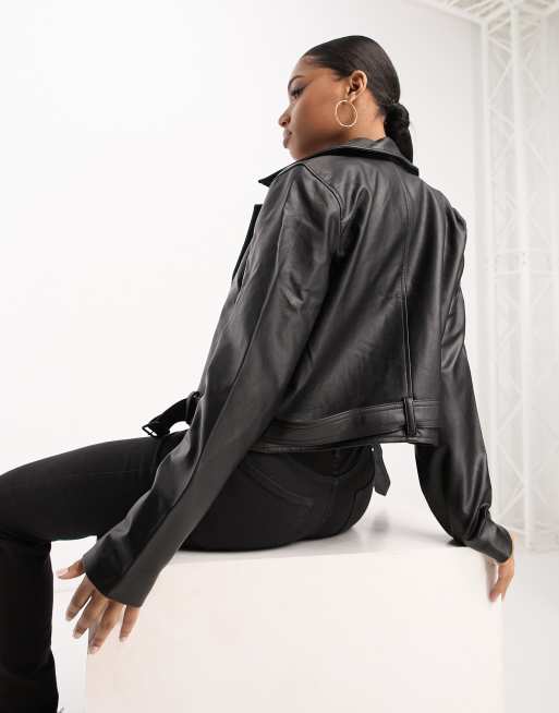 Hollister faux leather biker jacket store