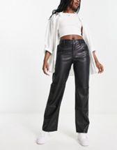 In The Style x Liberty leather look flare pants in black