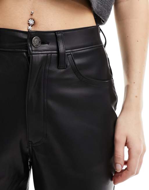 Hollister faux leather dad pants in black