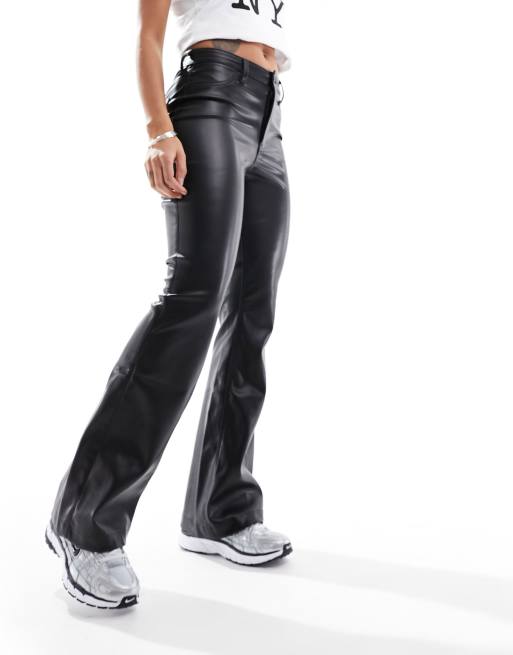 Hollister faux leather flared pants in black