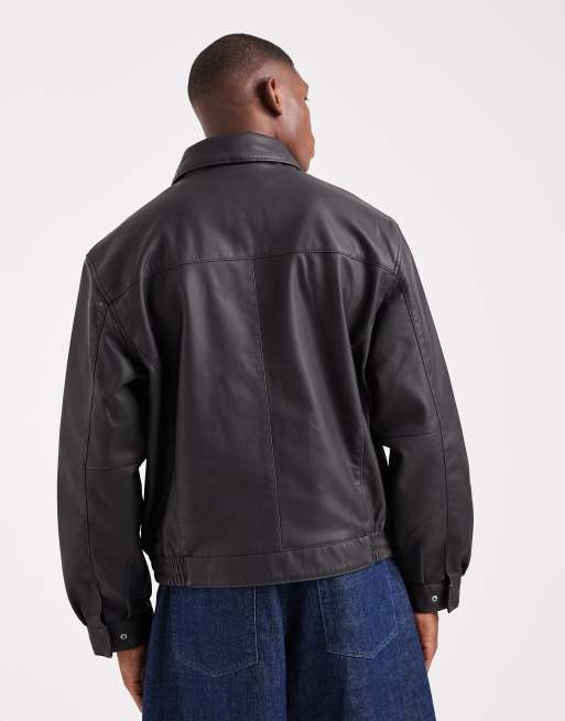 Hollister faux leather jacket in black, 3 of 5