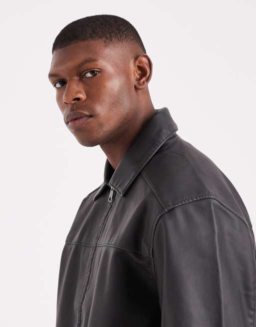 Hollister faux leather jacket in black, 4 of 5