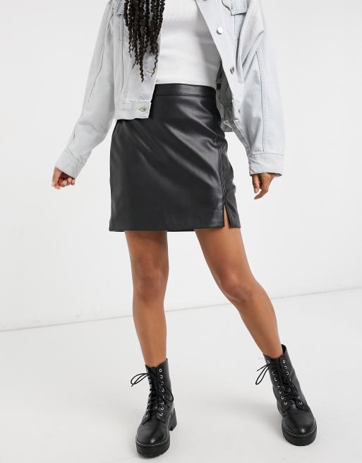 Black leather deals skirt hollister