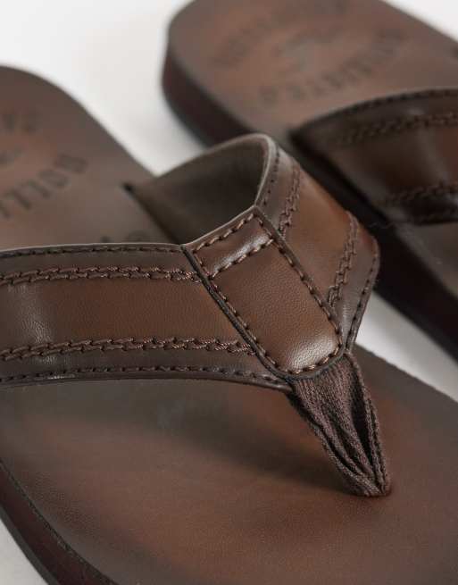 Hollister faux leather thong flip flops in dark brown, 4 of 4