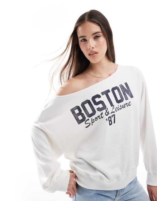 Hollister - Felpa bianca con grafica 