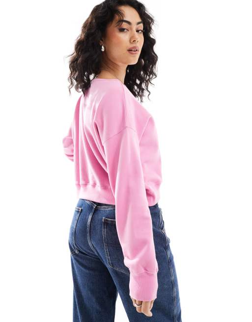 Hollister - Felpa boyfriend rosa con spalle scoperte, 2 di 4