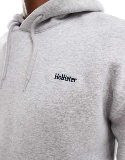 Hollister - Felpa con cappuccio comoda grigia con logo piccolo, 2 di 4