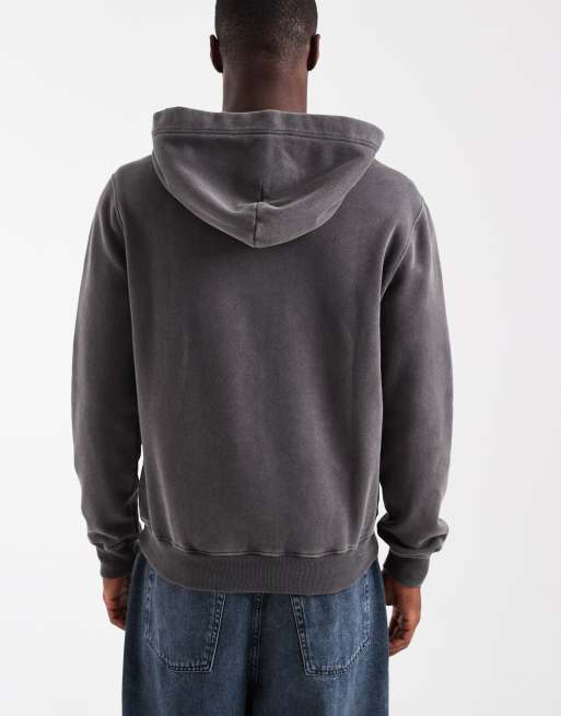 Hollister - Felpa con cappuccio e zip nero slavato con etichetta y2k, 4 di 5