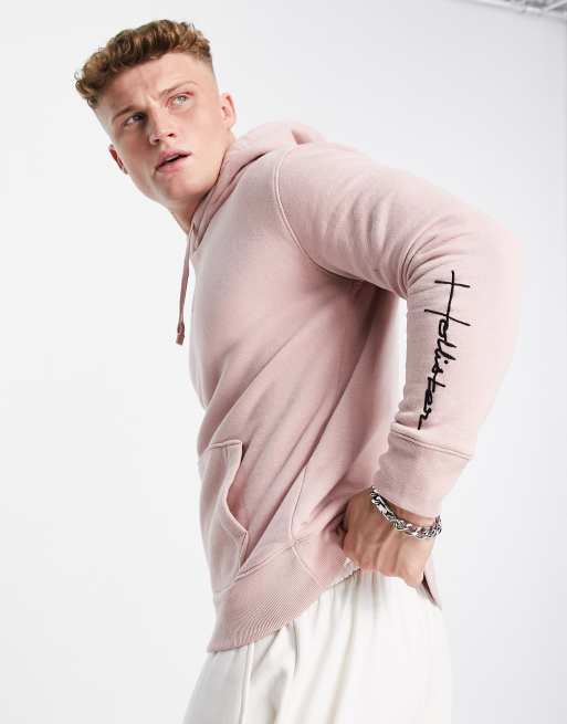 Hollister - Felpa con cappuccio rosa chiaro con logo scritto, 2 di 4