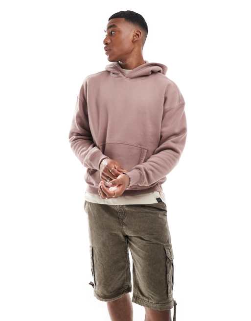 Hollister Felpa con cappuccio squadrata rosa malva scuro ASOS