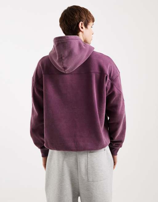 Hollister - Felpa con cappuccio squadrata viola, 3 di 5