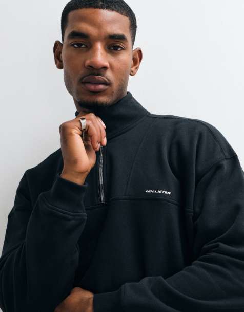 Hollister felpa con zip corta nera - view 1