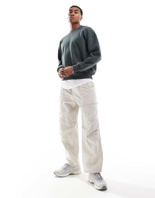 Hollister - Felpa girocollo squadrata verde scuro, 2 di 4