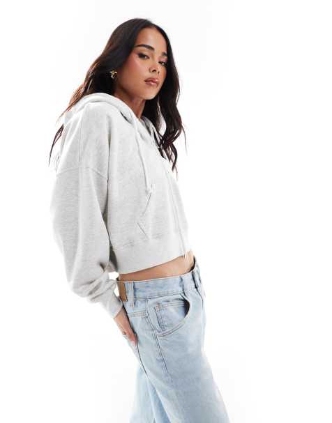 Hollister - Felpa grigia squadrata con cappuccio e zip - view 1