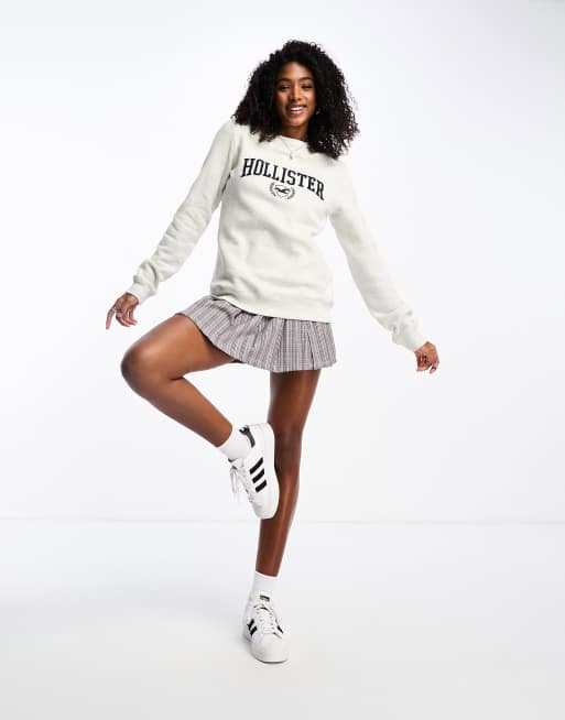 Hollister - Felpa grigio chiaro con logo sul davanti