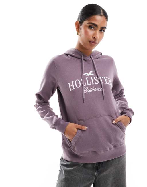 Hollister Felpa pullover color marrone chiaro con logo e cappuccio ASOS