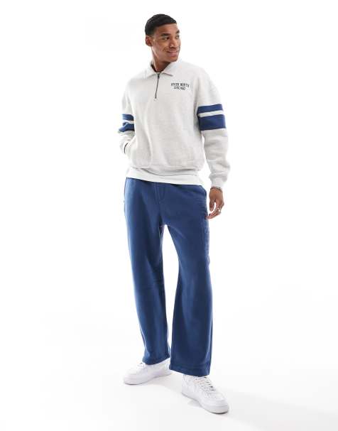 Hollister - Felpa squadrata con zip corta e colletto risvoltato grigia con motivo - view 1