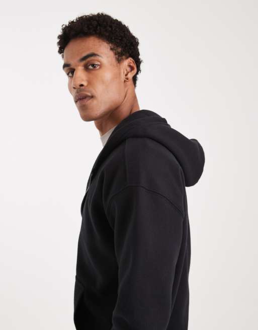 Hollister - Felpa squadrata nera con cappuccio e zip, 5 di 5