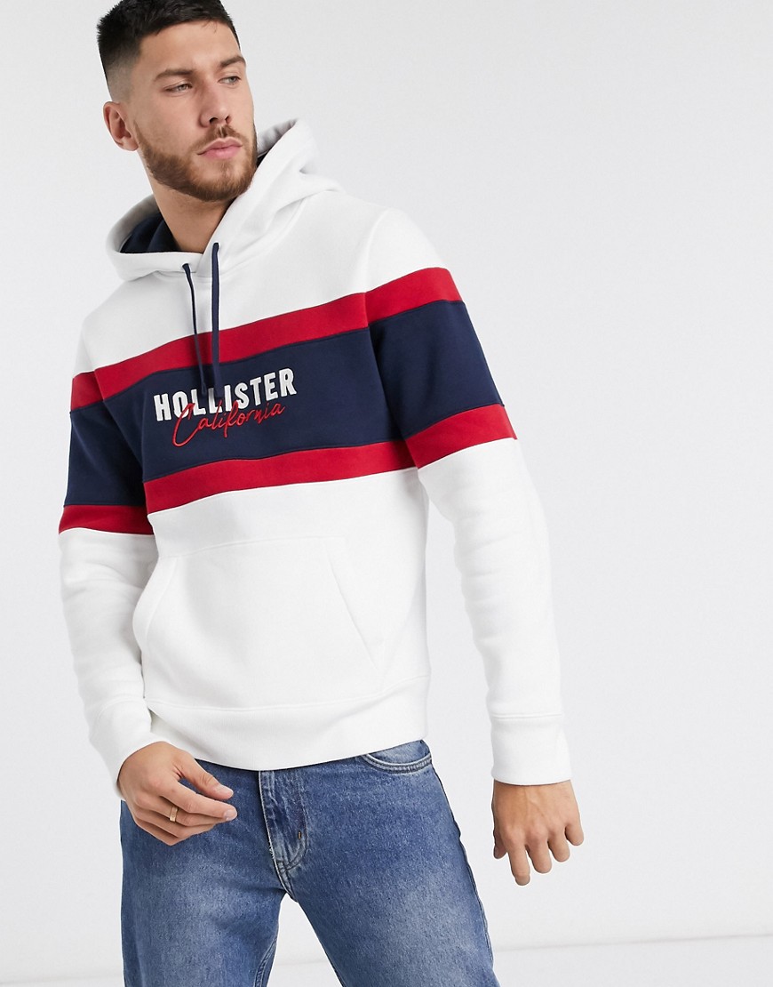 Hollister - Felpa tecnica con cappuccio e logo bianca-Bianco